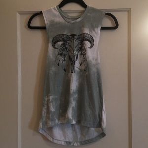 Green Bull Skull Muscle Tank